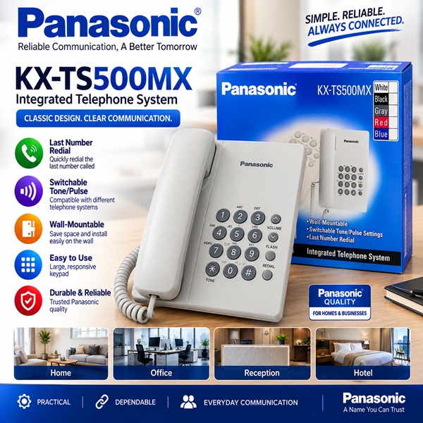 Panasonic KX-TS500MX Integrated Telephone – Corded Desktop Phone