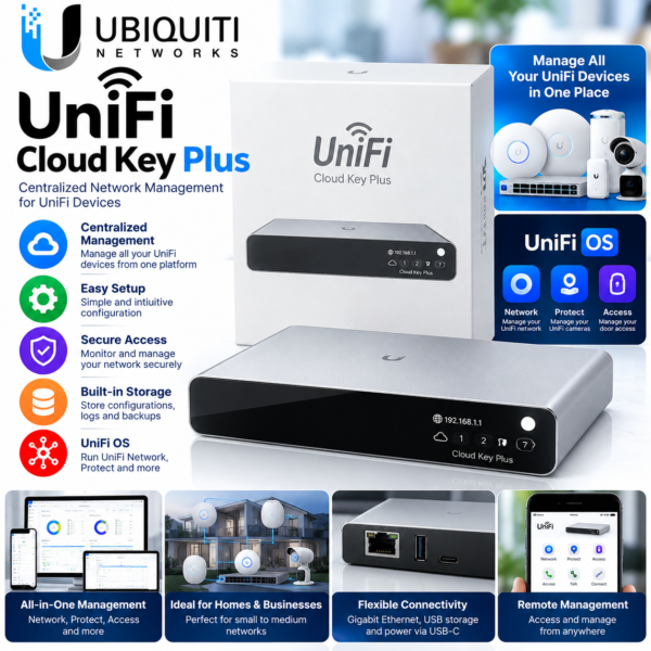 Ubiquiti UniFi CloudKey Plus (UCK-G2-PLUS) – Centralized UniFi Network & Security Management