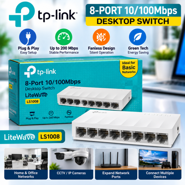 TP-Link LiteWave LS1008 8-Port 10/100Mbps Desktop Switch