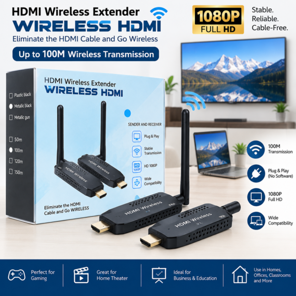 HDMI Wireless Extender 100M – Wireless HDMI Transmitter & Receiver